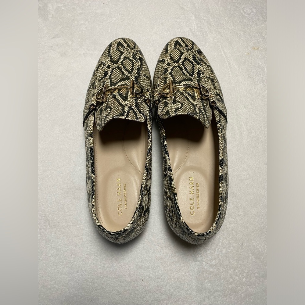 ❣️Cole Haan Snake Print Loafers - Black and Cream❣️